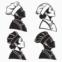 Four Chef Profiles In Black And White cook culinary