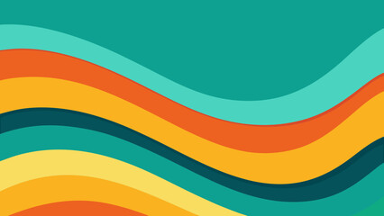 Abstract wavy colorful lines on a teal background