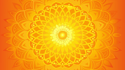Fototapeta premium Radiant orange and yellow symmetrical floral design