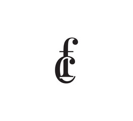Elegant Serif Monogram Logo with Overlapping Initial Letters &ndash; Vintage and Modern Branding Design cf