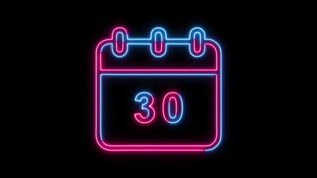 Neon Calendar Icon A Glowing Reminder of Date and Time - Perfect for Website Design & UI