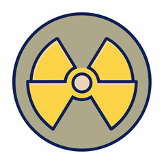 Stylized radiation hazard symbol with yellow blades and gray background