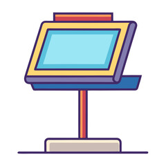 Modern digital information kiosk with a bright screen on a stand