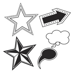 Star and Arrow Icons with Speech Bubbles marquee arrow