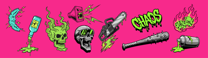 Neon Horror Vector Pack 2025 –  Illustration