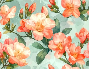 Beautiful Peachy Azalea Flowers.