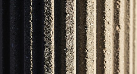 Fototapeta premium Sunlit Rhythms of a Fluted Concrete Wall with Aggregate Texture