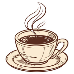 Cream colored coffee cup with rising steam drink beverage