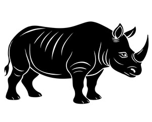 Rhino walking silhouette vector  isolated on white background