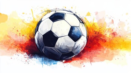 Naklejka premium Soccer ball in motion with vibrant abstract background