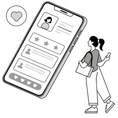 Woman interacting with a social media profile on smartphone