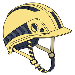 Yellow and Blue Construction Hard Hat with Straps helmet