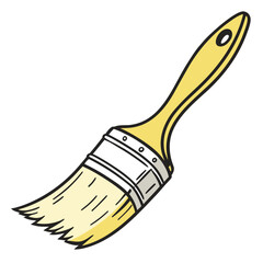 Yellow handled paint brush cartoon illustration Keywords: paint brush, paintbrush, tool, art
