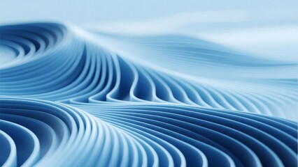 Abstract blue wave pattern with smooth, flowing curves and layered ridges