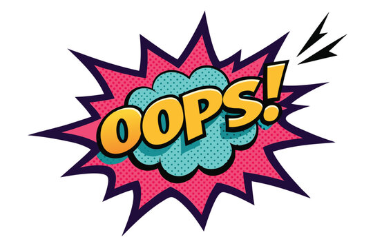 Comic Pop Art Explosion with Oops! in Bold Yellow Letters on Colorful Background