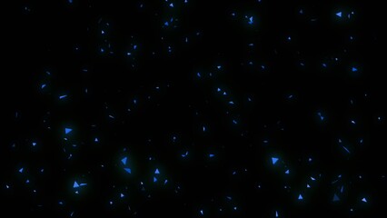 Particles coming from the front. Particle colorful 4k illustration black background.