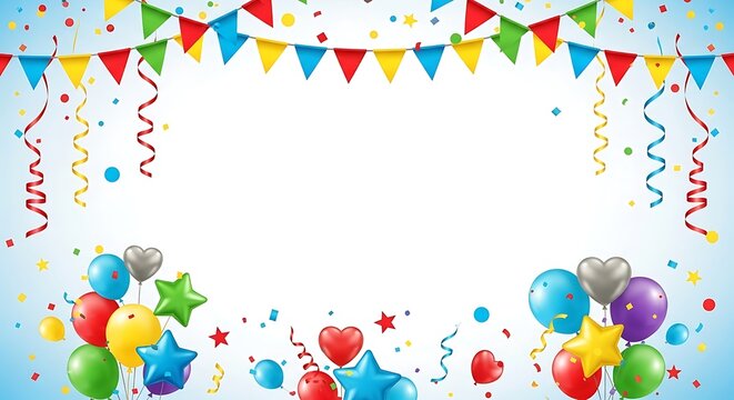 Celebrate with festive balloons, colorful streamers, and cheerful bunting for parties, birthdays, and joyful events