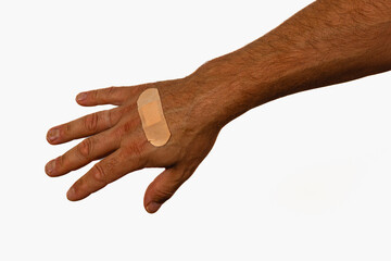 Bandaged hand showing healing process after minor injury