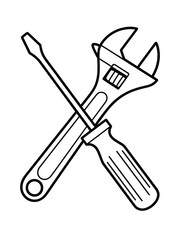 Crossed wrench and screwdriver tools illustration