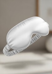Comfortable White Sleep Mask Floating with a Soft Elastic Strap for Better Sleep and Wellness