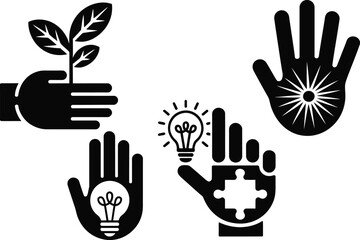 Cultivate innovative ideas with teamwork, growth, and solutions in hand's designs