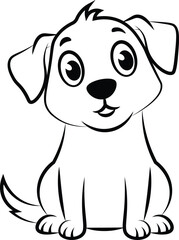 illustrator of cute happy dog is sitting vector outline