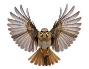  Nightingale in Graceful Flight with Detailed Wing Spread PNG