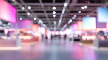 Fototapeta premium Electronics megastore blurred seasonal promotion displays