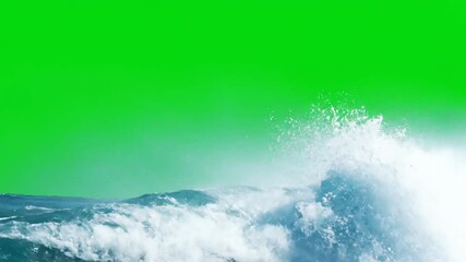 Ocean waves with green screen background, showing the movement of ocean waves ideal for VFX composition and motion graphics projects, suitable for - Powered by Adobe