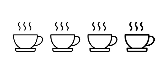 Coffee Cup Multiple Line Icon Element