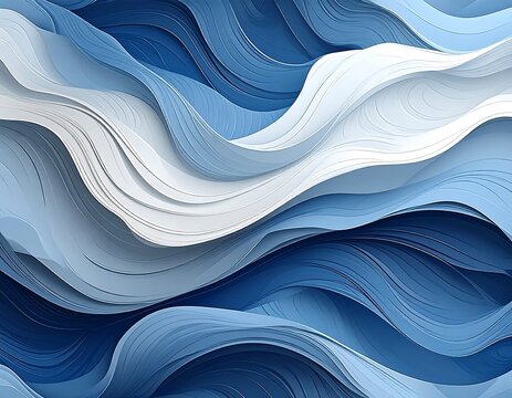 Abstract Blue and White Waves. - Powered by Adobe