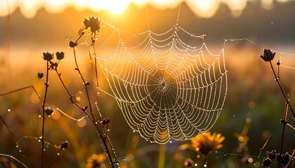 Beautiful Spiderweb at Sunrise.