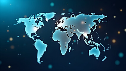 Naklejka premium Expansive Digital Map of Connected Cities: Visualizing Global Job Opportunities in Multinational Corporations - Stock Photo Concept with Empty Space for Customization