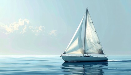 Fototapeta premium A 3D plastic sailboat with a soft, blurred background.