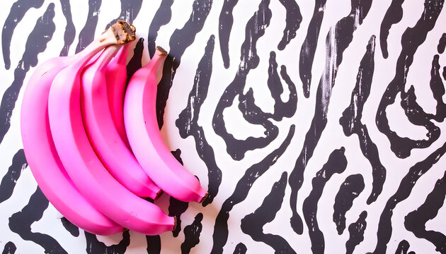pink, bananas, banna, on, zebra, animal, background, new, modern, close-up, with, copy, space, pattern, skin, texture, fur, stripes, black, print, safari, nature, wild, striped, wildlife, zoo, stripe,