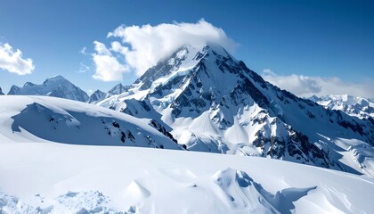 Fototapeta premium Majestic mountain range under a vibrant blue sky