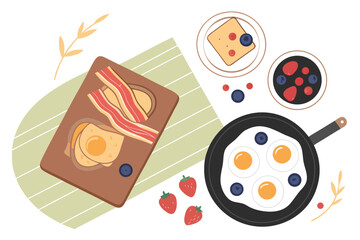 Realistic breakfast cooking