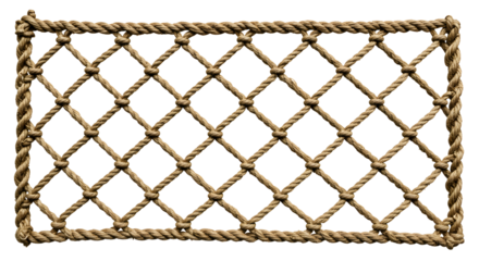 Authentic nautical rope netting, a textured, handcrafted material perfect for maritime themes, coastal decor, or adventurous projects