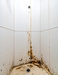 Dirty, moldy shower stall