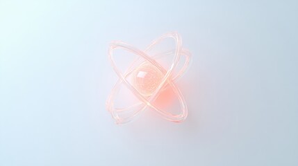 Decorative atom model on a soft pastel background representing scientific exploration and innovation