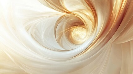 Swirling patterns of soft white and golden tones create an abstract design that evokes calmness and serenity in a dreamlike setting