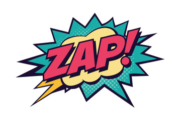 Fototapeta premium Retro Comic Book Style ZAP! Word Illustration With Burst and Cloud Design