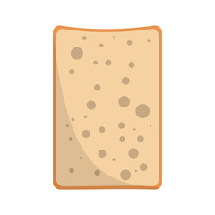 Close-up illustration of a textured cheese slice with holes and a smooth edge, ideal for culinary visuals