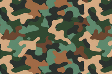 Classic army camouflage seamless pattern in green, sand, khaki and brown