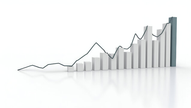 Professional USA Economic Graph Illustration: Line & Bar Charts of Quarterly GDP & Employment Changes with Empty Space for Customization in Stock Photo