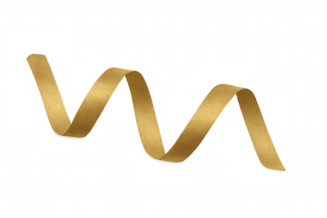 Gold glitter ribbon twisting in an elegant serpentine shape, providing a shimmering design element for holiday, event, or luxury concepts