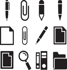 Office Supplies Icons Set for Business and Organization