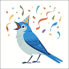 Fototapeta premium A fluffy, bright blue bird chick stands out against a plain white background. 