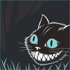 Elegant black cat head profile silhouette in vector style for design and decoration
