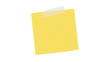 Bright yellow sticky note with tape for reminders and ideas